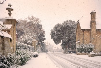 English Village With Snow